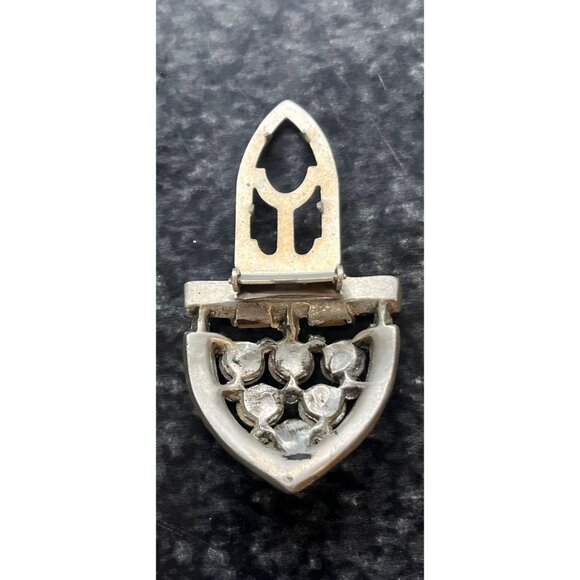 Vtg Base Metal Art Deco Rhinestone Dress Purse Or Hat Clip Square Rhinestones - Picture 5 of 5